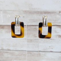 Vintage Clip On Earrings Brown and Silver Tone Dangle - £11.70 GBP