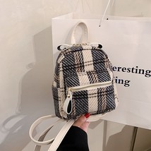 Winter Plaid Nylon Women Backpack New Korean Students Small Schoolbag Campus Str - £36.58 GBP