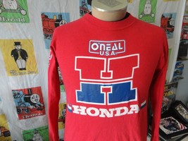 Vintage Honda O&#39;Neal Motocross Motorcycles 1980&#39;S Red Long Sleeve T Shirt M - $79.19