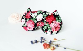 Rose cat sleep mask - Cotton Cute kittty eye pillow - Organic Soft blind... - £12.76 GBP
