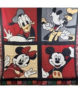Vintage Disney Mickey &amp; Friends Knitted Lap Throw Fringe Edge Blanket 54... - $380.15 MXN