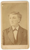 CIRCA 1870&#39;S CDV Handsome Young Man With Odd Shaped Head Wearing Suit &amp; Tie - £7.45 GBP