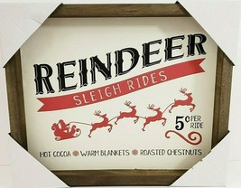 Jennifer Pugh Framed Wood Wall Art 11.25&quot; x 9&quot; x 1&quot; Reindeer Sleigh Ride... - $20.56