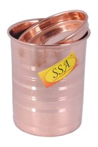 Handmade Pure Copper Glass with Copper Lid Silver Touch Design Capacity 300 ML . - £14.70 GBP