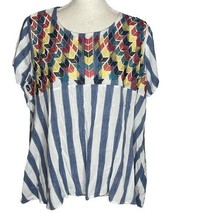 Southern Stitch Blue Stripe Embroidered Top XL - £11.56 GBP