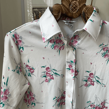 Vintage 70s Sears Perma Prest Polyester Floral Print Button Shirt L - $429.46 MXN