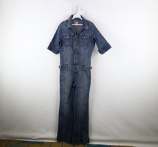 Vtg 90s Y2K Guess Womens Large Distressed Flared Denim Jean Jumpsuit Cov... - $89.05