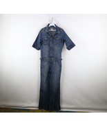 Vtg 90s Y2K Guess Womens Large Distressed Flared Denim Jean Jumpsuit Cov... - $89.05