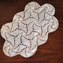 Vintage Estate Handmade Crochet Table Dresser Doily Approx 19x12&quot; Off Wh... - $14.96