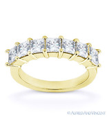 Forever Brilliant Square Cut Moissanite 14k Yellow Gold 7Stone Ring Wedd... - $742.49+