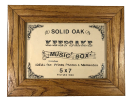 Solid Oak Wood Music Box Plays Amazing Grace (whole tune) Space for 5x7&quot; Photo - £19.79 GBP