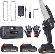 Mini Chainsaw, O-Conn Cordless 6 Inch Handheld Portable Electric Chainsaw With 2 - £35.14 GBP