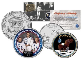 Apollo 11 Space Mission 2-Coin Set Us Quarter &amp; Jfk Half Dollar Nasa Astronauts - £9.72 GBP