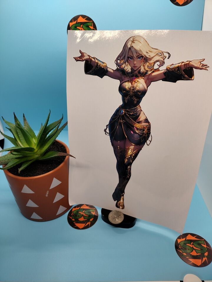 Custom Anime Girl - Blonde Goddess - Waterproof Vinyl Sticker Decal - $1.00+