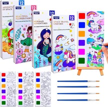 JUNQIU 4Pack Paint With Water Books for Kids Watercolor Painting Colorin... - £25.69 GBP