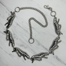 Ni Vintage 1997 Panther Cat Silver Tone Metal Chain Link Belt OS One Size - £55.21 GBP