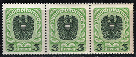 AUSTRIA 1921 Very Fine MNH Strip of 3 Stamps Scott # 243 - £0.79 GBP