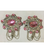 Vtg Pink Sparkly Bling Medallions  Costumes Crafts Sewing Cosplay Decora... - $7.50