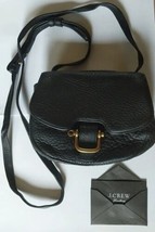 NWT J Crew Black Pebbled Leather Crossbody Purse Bag FF - $36.66