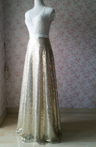 Gold Sequined Maxi Skirt Wedding Party Plus Size Sequin Skirt Outfit image 4