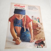 Kellogg&#39;s Corn Flakes Girl in Hat with Braids Marbles 2 Vintage Print Ads 1965 - £8.60 GBP
