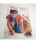 Kellogg's Corn Flakes Girl in Hat with Braids Marbles 2 Vintage Print Ads 1965 - £8.61 GBP