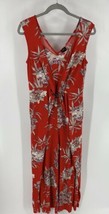 GILI Jumpsuit XS Petite Red Gray Floral V Neck Stretch Sleeveless One Pi... - £34.46 GBP