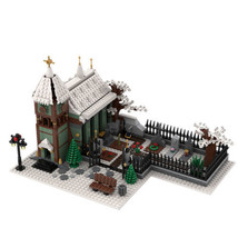 Winter Village Church w/ Graveyard DIY Model Building Blocks MOC Bricks Toy Gift - £85.14 GBP