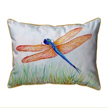 Betsy Drake Amber &amp; Blue Dragonfly Large Indoor Outdoor Pillow 16x20 - £37.59 GBP