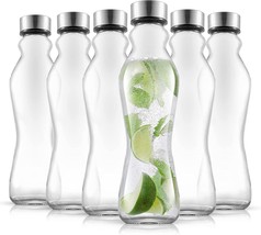 JoyJolt Spring Glass Water Bottles Set of 6 - 18 oz Glass Bottles with Stainless - £29.65 GBP