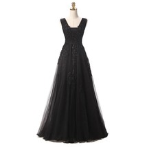 Ion lace appliques v neck long evening dress bride sexy sleeveless lacing beading party thumb200