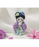 Handmade Miniature Frida Kahlo, Petite Frida Kahlo Cloth Doll, Day Of Th... - $30.00