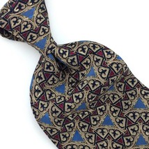 Brioni Tie Maroon Tan Black Gold Chain Blue Geometric Italian Necktie Lu... - £63.30 GBP