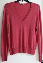 Bobby Jones Women`s V-Neck XL Sweater Pullover Mulberry Pink Merino Wool Italy - £35.60 GBP