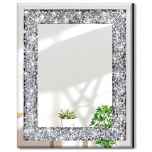 Rectangle Sparkling Decorative Wall Mirror For Home Decoration With Silver Cryst - £57.54 GBP