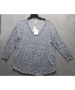 Joie Sweater Womens Large Multi Knit Leopard Print Raglan Sleeve V-Neck ... - $34.46