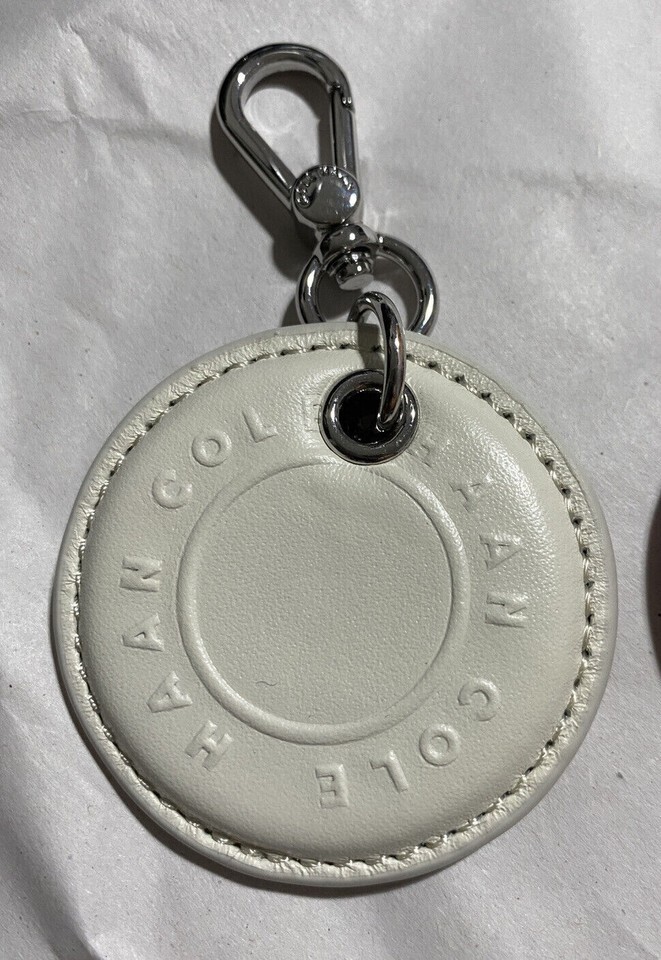 COLE HAAN LEATHER EMBOSSED CHAIN KEY CHARM TAG Rare Hard To Find Bone White - $17.97