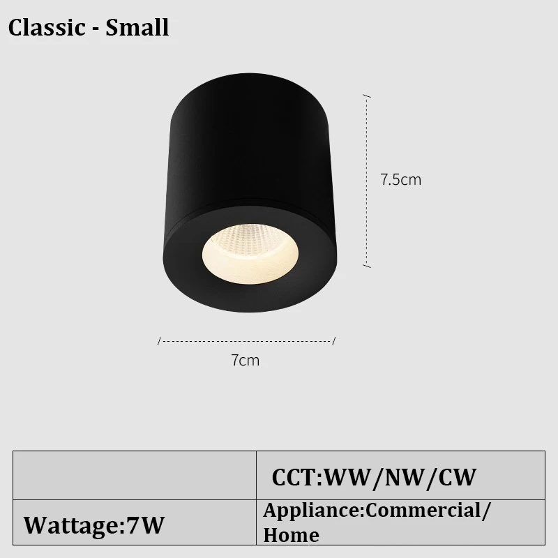  LED Ceiling Light Black White Cylindrical LED Downlight Surface Mounted Round L - £168.50 GBP