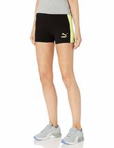 PUMA Women&#39;s Classics Micro Shorts, Cotton Black-Sunny Lime, XS - $19.59