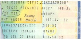 Vintage Zz Top Sammy Hagar Ticket Stub Juillet 27 1983 Portland Maine - £43.98 GBP