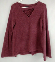 American Eagle Sweater Burgandy With Crossed Neckline &amp; Flared Sleeves Size M - £11.59 GBP