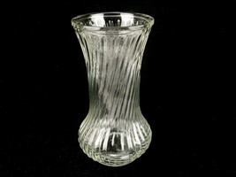 Swirled Glass 8.5&quot; Centerpiece Bouquet Vase, Clear Blurred Lines, Vintag... - $19.55