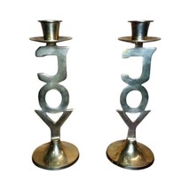 Pair of Brass JOY Candlesticks Candle Holders International Silver Company - £12.67 GBP