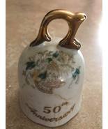 Vintage Lefton Porcelain 50th Anniversary Bell Japan 1101 Hand Painted Bell - $24.99
