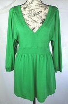 Juicy Couture Kelly Green Cotton Blend Lightweight Boho Smock Peasant Top Size M - £30.48 GBP