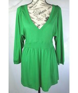 Juicy Couture Kelly Green Cotton Blend Lightweight Boho Smock Peasant To... - $724.64 MXN