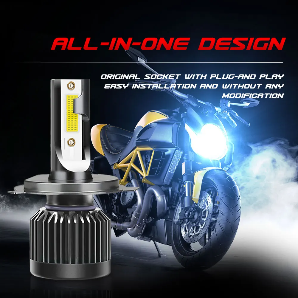 1PC TXVSO8 2022 Motorcycle Led H4 Headlight 4000LM 12V Mini Diode Lamp HB2 Hi/Lo - £157.61 GBP