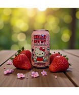 Hello Kitty Sparkling Soda Strawberry 11.83 fl oz - Product of Japan - $63.82 MXN