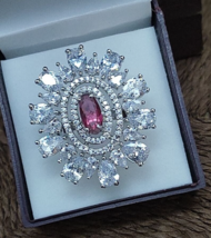 Indien Bollywood Style Plaqué Argent 925 Argent Sterling Cz Ring Ensemble Bijoux - £74.69 GBP