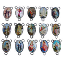 100pcs Assorted 15 Different Holy Family Divine Mercy Medal Rosary Cente... - $27.09